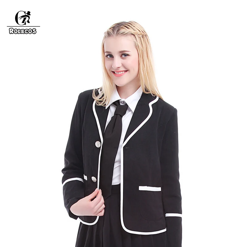 

ROLECOS Women Uniform Black White Gray Sleeveless Top Japanese School Girl Uniform Cosplay Costume Uniforms in Stock