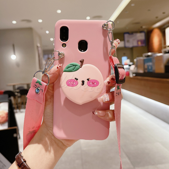 Holder Cover For Samsung Galaxy Note 20 Ultra 10 Plus Lite 9 8 5 A81 M02 M62 M01 M51 M31 Case Cartoon Necklace Strap Funda