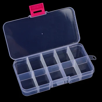 

10 Grids Plastic Adjustable Jewelry Storage Box Organizer Transparent Beads Pills Nail Tips Coins Storage Case
