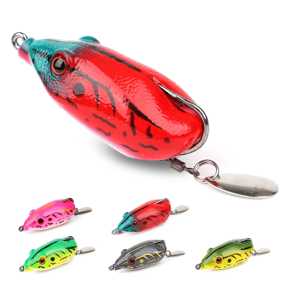 DONQL 1psc 5.5cm 14g Ray frog sequins simulation Luya temptation 5 color top silicone material 3D eye temptation strong bait (2)