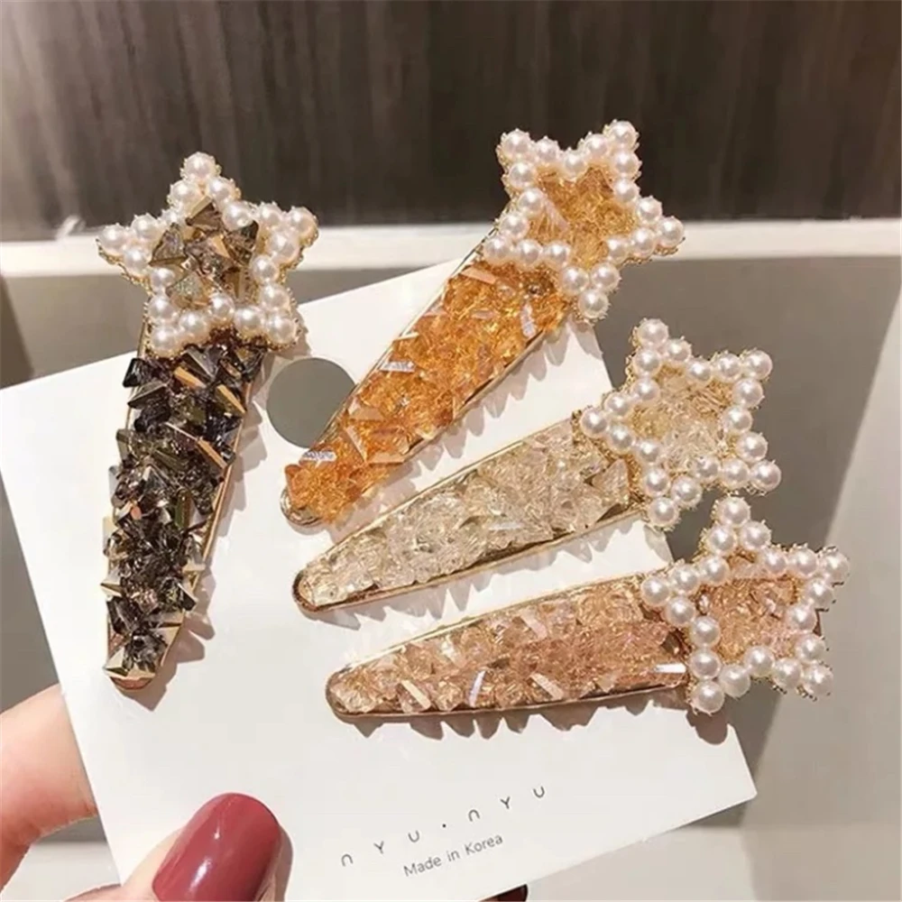 1 шт. женская заколка для волос с блестящими жемчужинами и кристаллами девочек в