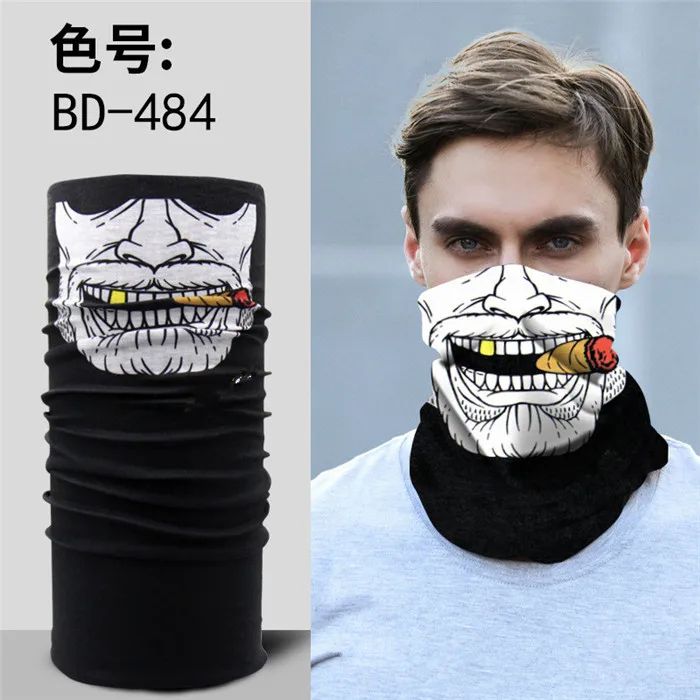 BD484 Scarf Волшебный дизайнерский шарф с черепом, различные маски на половину лица, повязка на голову для Хэллоуина, бандана, головной убор для велосипеда, головной шарф для сноуборда, головной платок - Цвет: BD484 Scarf