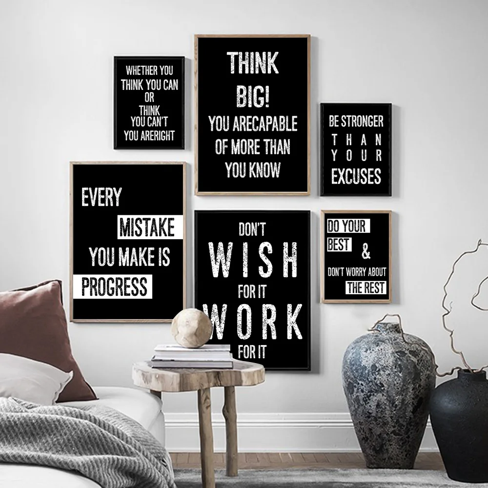 Nordic Poster Inspirational Quotes Canvas Painting No Excuses Art Posters Decors