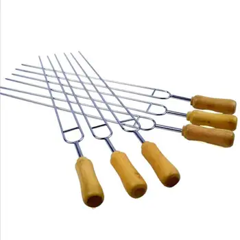 

6Pcs Meat Goose Round Roast Skewers Stick Stainless Steel BBQ Needle Barbeque Skewers Kitchen Utensils Outdoor Camping Picnic