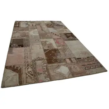 

204x303 Cm Beige Handmade Patchwork Rug-7x10 Ft