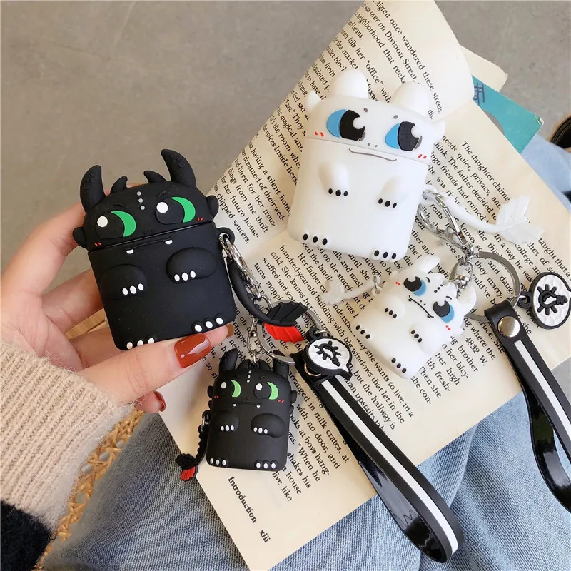 

Cute Case for AirPods Silicone Bluetooth Earphone Case for Airpods 2 Cartoon Protective Cover Stereoscopic Dragon Night Fury