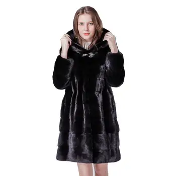 

Luxury Genuine Mink Fur Coat Jacket with Hoody Autumn Winter Genuine Women Fur Outerwear Plus Size 4XL 5XL 6XL LF9068