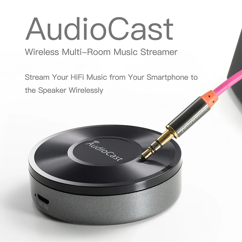 

Multi Room Streams Audiocast M5 DLNA Airplay AdapterWireless Music Streamer WIFI Muisc Receiver Audio & Music to Speaker System