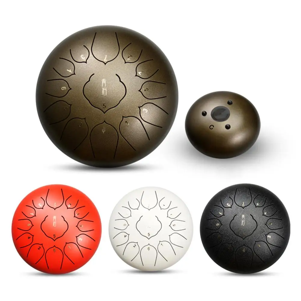 

12 Inch Tongue Drum Mini 13-Tone Steel Tongue Drum C Key Hand Pan Drum With Drum Mallets Carry Bag Percussion Instrument
