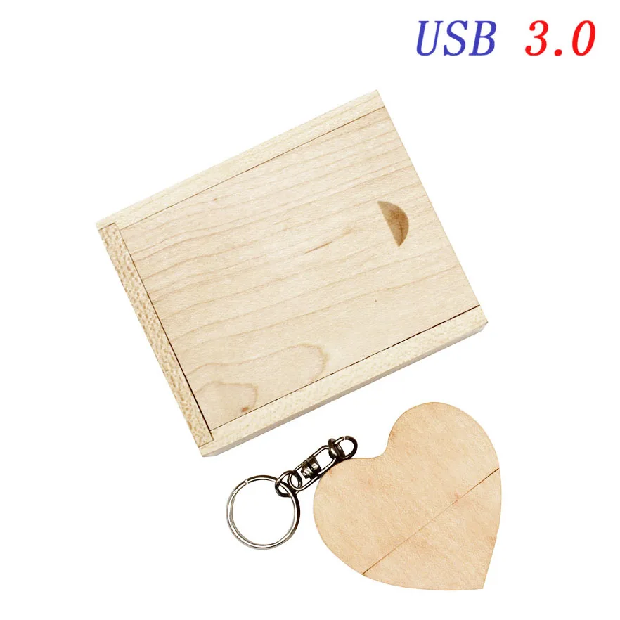 JASTER клен Пользовательский логотип любовь форма USB флэш-накопитель 8 ГБ 16 ГБ 32 ГБ 64 Гб USB 3,0 флэш-диск(более 10 шт бесплатный логотип - Цвет: maple USB BOX
