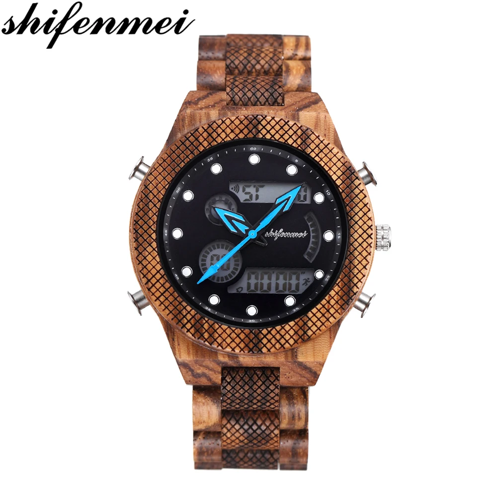 

Shifenmei Watch Men Digital Wooden Watch Men Top Luxury Brand Clock Military Sports Digital WristWatch relogio masculino 5585