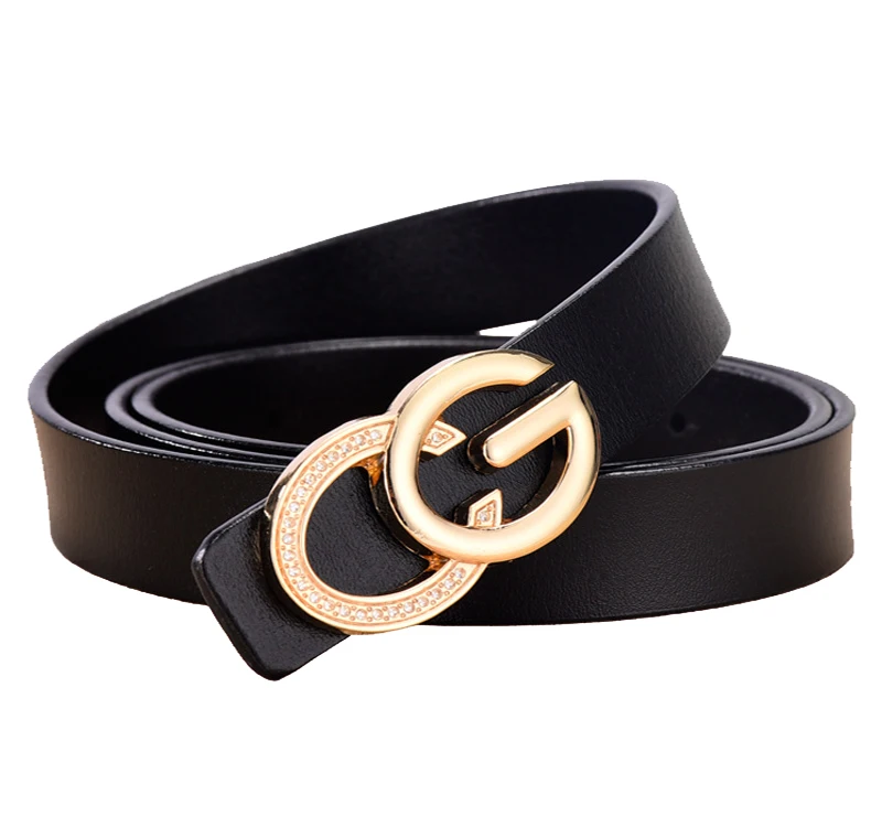 

Korean-style Sweet Man-made Diamond Genuine Leather Belt Women's Smooth Buckle Leather Belt Versatile Women's Man-made Diamond L