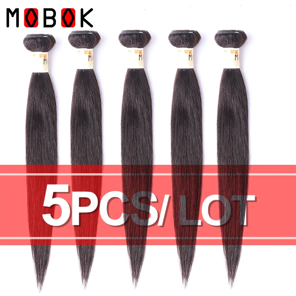

MOBOK 5PCS Brazilian Straight Hair Bundles 100% Human Hair 8-30Inches Natural Color Non Remy Hair No Smell Free Shipping