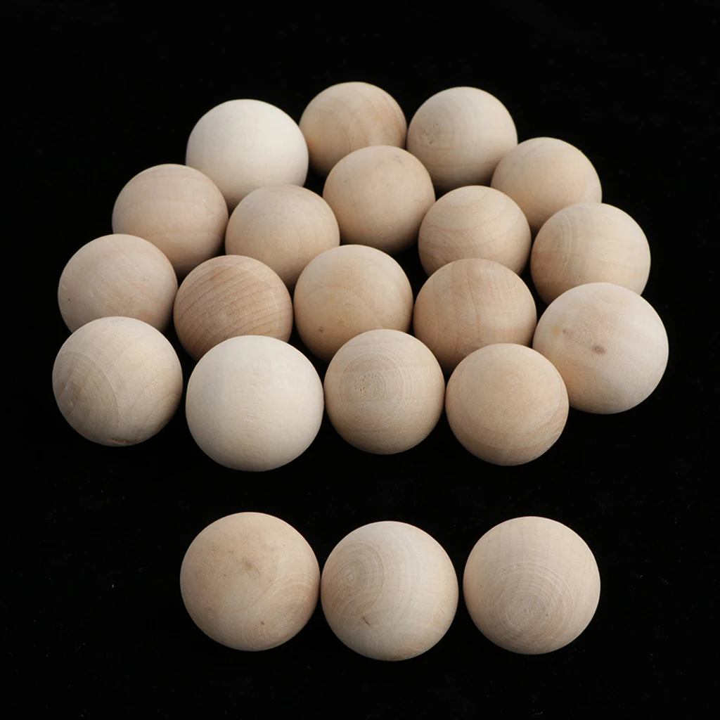 20 Pieces Hardwood Balls - 2cm/0.8inch Round Beech Wood Balls Beads for Crafts