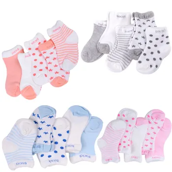 

5 Pairs/Set Baby Socks Baby Boy Girl Cotton Printed Socks Newborn Infant Kids Soft Sock Gray Pink Blue Orange 0-6M
