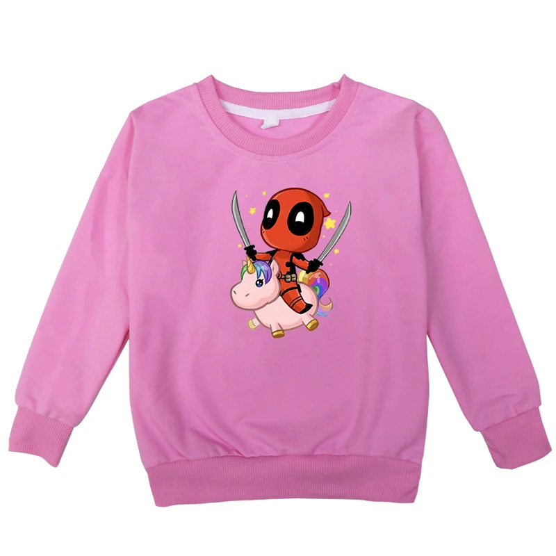 Hoodies 6 Принт с дэдпулом и единоединорогом; сезон весна-осень; свитшоты для маленьких девочек; детские толстовки с капюшоном; Детские топы с длинными рукавами; одежда; худи для девочек - Цвет: Hoodies 6