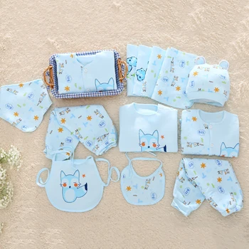 

13 piece Newborn baby clothing boy girls bear suit clothes shirt pants Long sleeve outfits 0-3 months Printing