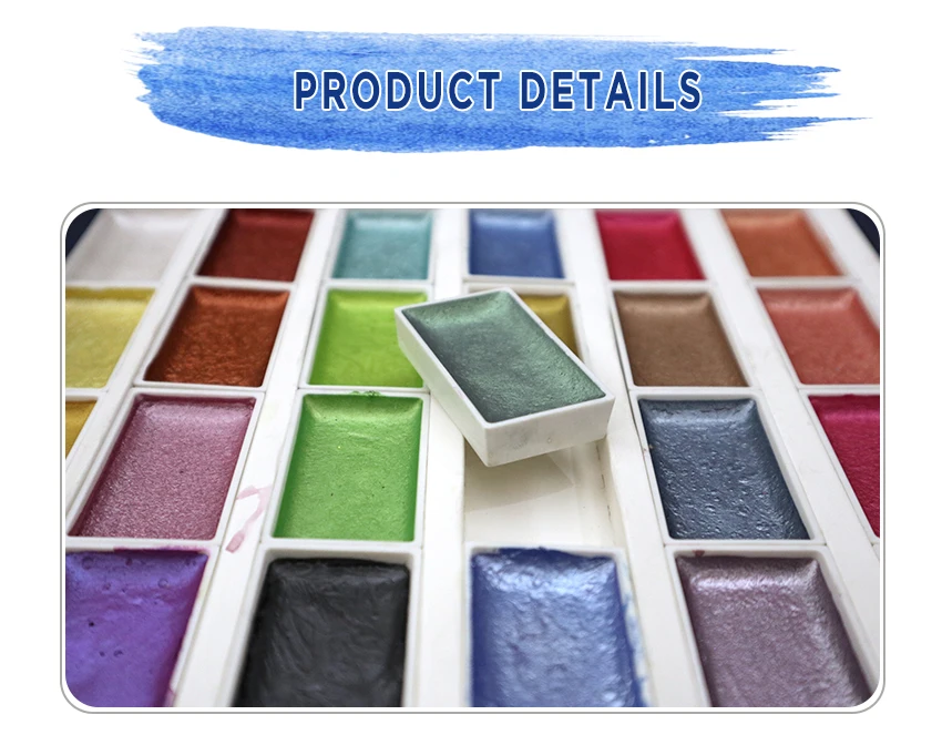 SeamiArt 24 цвета полусухие блестящие металлические краски цвета воды Подарочная коробка набор художника водный цвет жемчужный пигмент для рисования