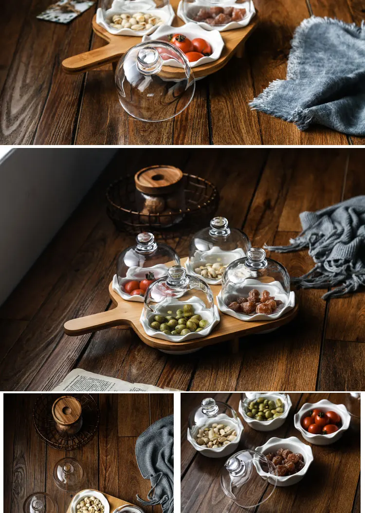 Керамическая миска для десерта, печь, миска для выпечки со стеклянной крышкой, чашка для пудинга, разделительная тарелка для фруктов, креативная коробка для хранения еды для перекуса