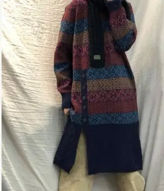 Зимние Для женщин свитер свободные в стиле «Mori Girl толстый вязаный свитер, пуловер Винтаж Повседневное свободные Для женщин длинное пальто YoYiKamomo - Цвет: 1