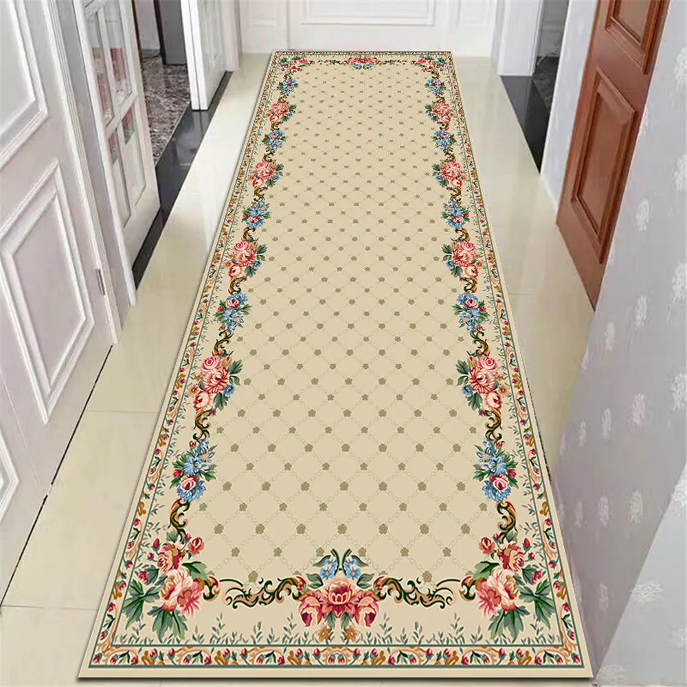 Nordic Style Stair Corridor Mat Flannel Non-slip Kitchen Decor Bedside Rugs Doormat Living Room Area Rug Floral Balcony Carpets
