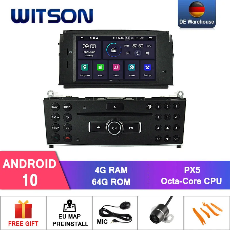 DE со! WITSON Android 10 0 автомобильный DVD для MERCEDES BENZ C CLASS W204 2007 2011 4 Гб RAM + 64 FLASH 8 Octa Core DVR/WIFI