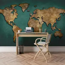 Пользовательские 3D Настенные обои ретро трещины карта мира фон настенная декоративная живопись