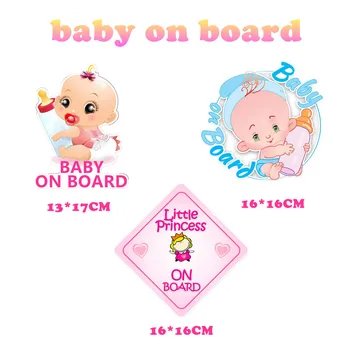 

Car Styling Reflective Sticker Lovely Girl BABY ON BOARD Warning Mark Decal FF-B1468