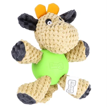 

Cow Shape Dog Sounding Bite Toy Creative Pet Training Toy Educational Playing Doll Animal Sound Toy (Apricot)