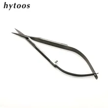 Hytoos tesoura de aço inoxidável squeeze cutícula reta tesoura cortador de pele morta olho aberto microscissors manicure ferramentas 12cm