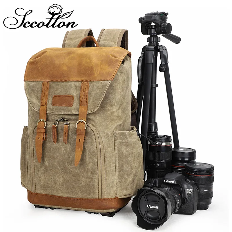 

Camera Backpack Waterproof Canvas Bag Lens Pouch Outdoor Single-lens Reflex Camera Inner Wearing Shoulder Camera Bag