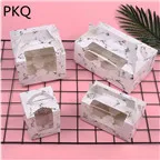 20 шт, Крафтовая бумага коробка для торта с ручкой коричневая коробка для кексов свадебные бумажные картонные коробки для торта белый мусс упаковочная коробка