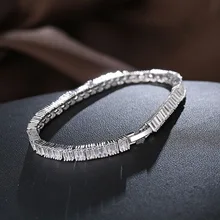 5 мм со льдом Кристалл Циркон теннисная цепь для мужчин и женщин хип хоп ювелирные изделия медь материал коробка застежка квадратный серебряный браслет звено 18 см