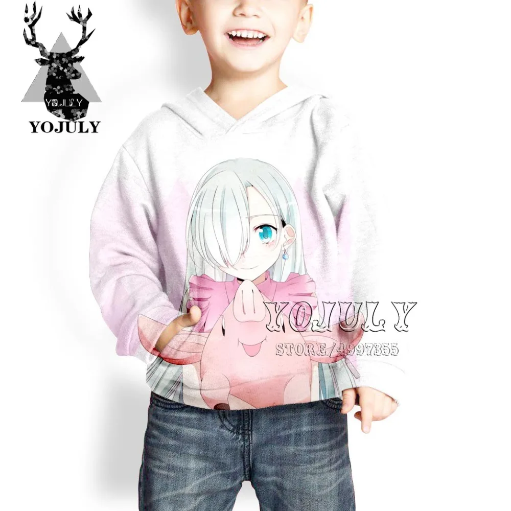 YOJULY семь грехов Harajuku 3D Drucken с симпатичным рисунком; модная Уличная пуловер для малышей, для девочек и мальчиков-подростков повседневные брюки с оборками; детская куртка с капюшоном C81