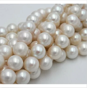 

REAL 10-11mm round beads AAA SOUTH SEA WHITE BAROQUE PEARL loose beads 15 ''