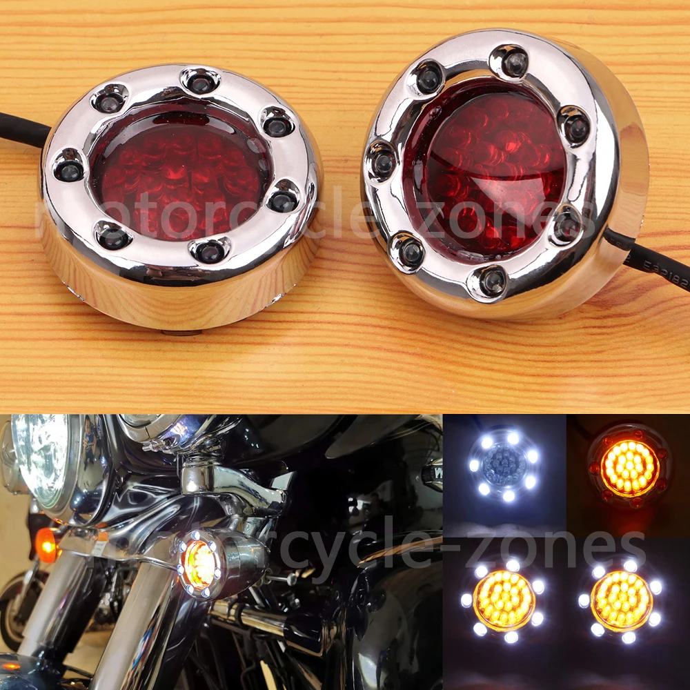 

Motorcycle Bullet Amber White Red Lens LED Fire Ring Turn Signal Light Kit for Harley Touring Dyna Sportster Softail Custom