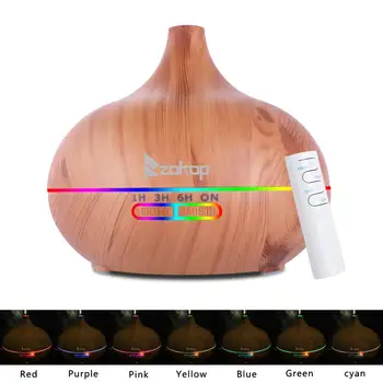 

Electric Humidifier Essential Aroma Oil Diffuser Ultrasonic 7 Color LED Light Wood Grain Air Humidifier USB Mini Mist Maker