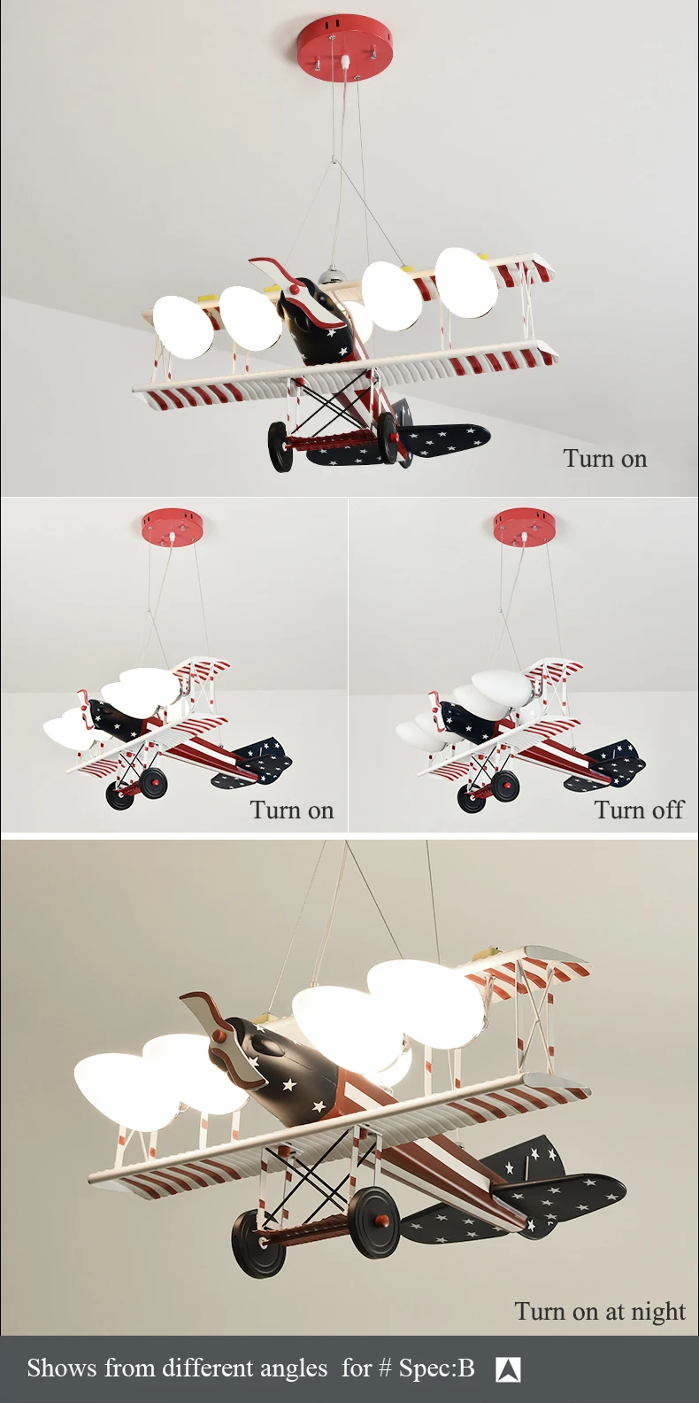 Cartoon LED Pendant Airplane Hang Lamp