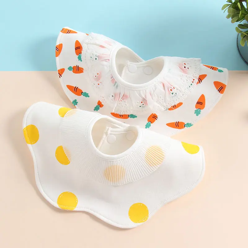 INS Korean Style Cotton Baby Bibs Embroidery 360 Rotatable Saliva Pocket Baby Saliva Towel 0-3 Years Old Bib Burp Cloths (2)