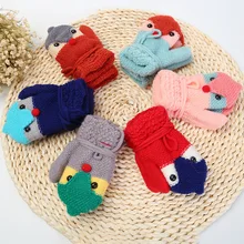 Жаккардовые детские перчатки с лямкой, искусственный кашемир, варежки, модные зимние теплые перчатки, от производителя