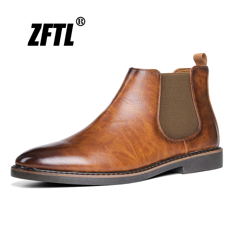 

ZFTL Men's Chelsea boots man Ankle boots male Business boots vintage brown large size men British gentleman men's Chelsea boots