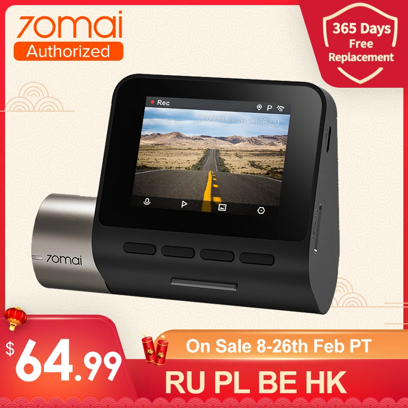  70mai Dash Cam Pro Plus A500 обновленная версия Встроенный GPS Скорость координаты ADAS Видеорегистраторы для автомобилей 24 часа в сутки для парковоч…