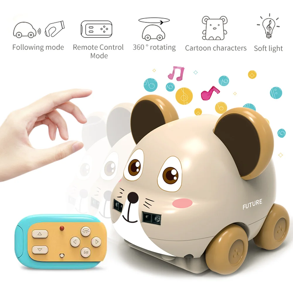 

Smart RC Robot Toy Multi-function 1:32 Cartoon Mouse/Owl Shape Avoid Obstacles Follow Track RC Car Toy for Kids Christmas Gifts