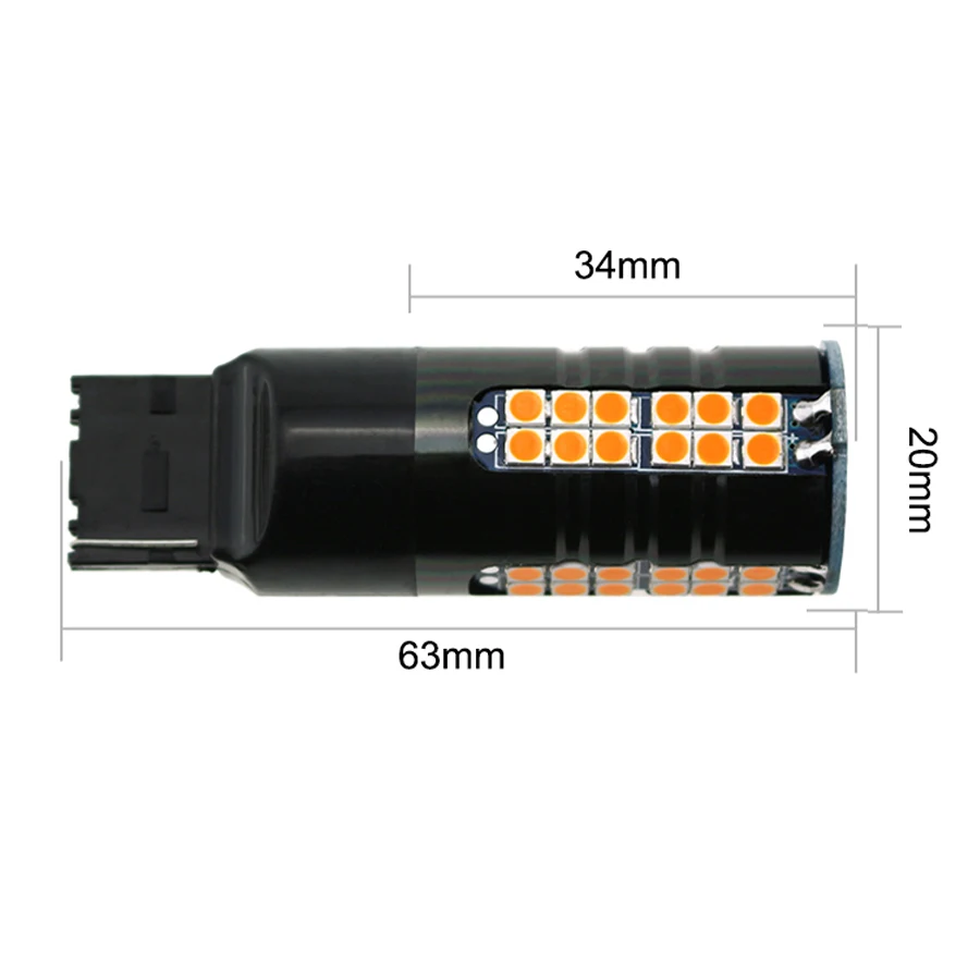 HYZHAUTO 2 шт. T20 светодиодный светильник Canbus без ошибок 3030 60SMD W21W светодиодный светильник сигнала поворота без гипервспышки Янтарный/желтый 12-24 В