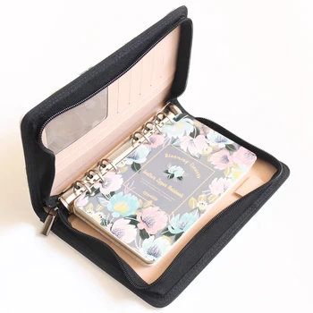 

Cute cartoon popular flower design zipper school spiral notebook, fine leather man binder time agenda