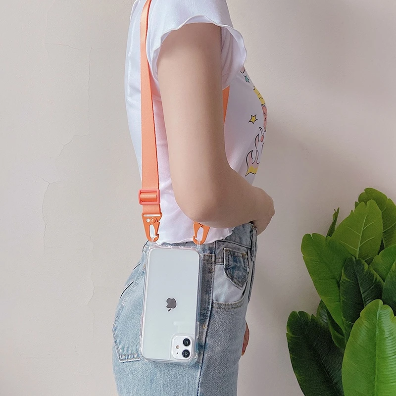 Clear Crossbody Phone Case with Lanyard Strap and Transparent Back Cover