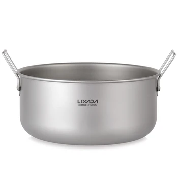 

Lixada 2100ml Titanium Stockpot Soup Pot Pan Bakery Saucepan Home Kitchen Outdoor Camping Backpacking Titanium Cookware