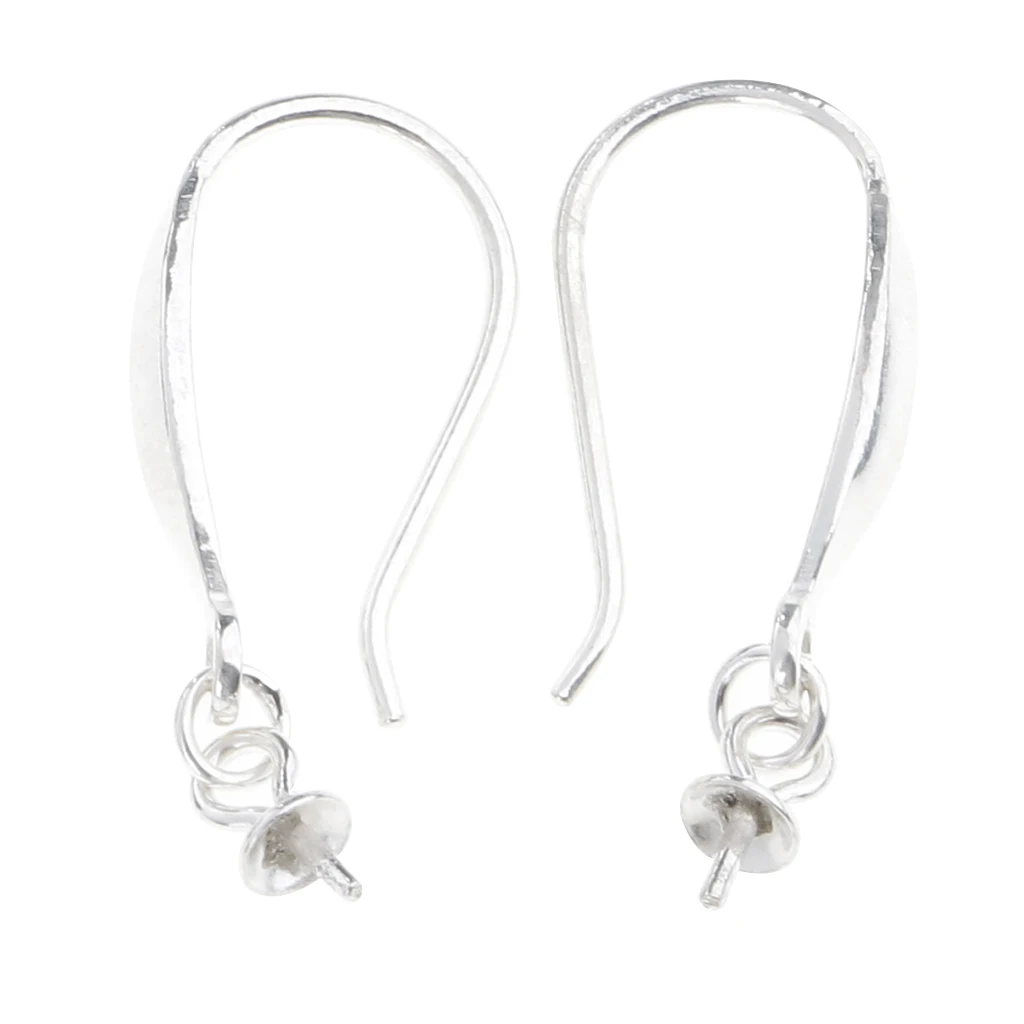 2x 925 Sterling Silver Flower Ear Wire Hooks Earring Findings Jewelry Beads