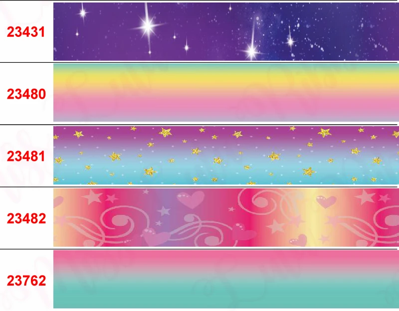 16mm-75mm Gradient Color Series Printed Grosgrain/Elastic Ribbon Star Heart Swirl Graffiti DIY Gift Bowknots 50yards/roll | Дом и сад