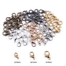 

Fashion 50pcs/lot 5/6/7mm Gold Silver Plated Lobster Clasp Hooks for DIY Necklace Bracelet Jewelry Making Finding Accessories